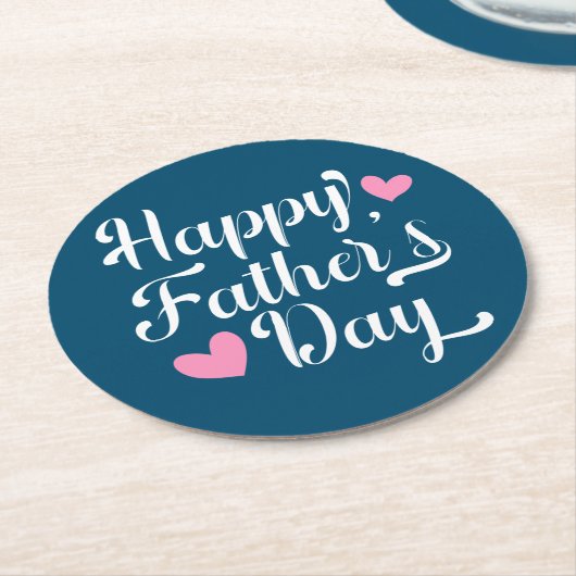 Eenvoudige Happy Vaderdag kalligrafie | Onderzette Ronde Kartonnen Onderzetter (Gebogen)