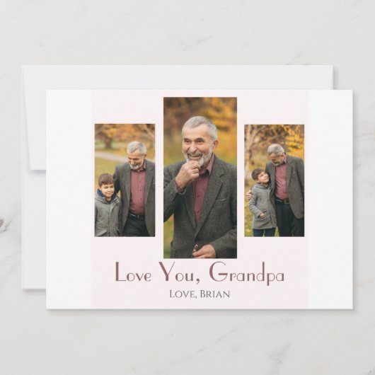 Eenvoudige Happy Vaderdag, opa drie foto Feestdagenkaart (Voorkant)
