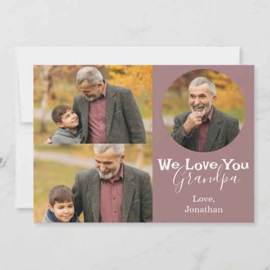 Eenvoudige Happy Vaderdag, opa drie foto Feestdagenkaart (Voorkant)