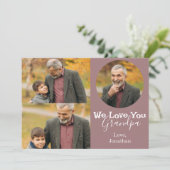 Eenvoudige Happy Vaderdag, opa drie foto Feestdagenkaart (Staand voorkant)