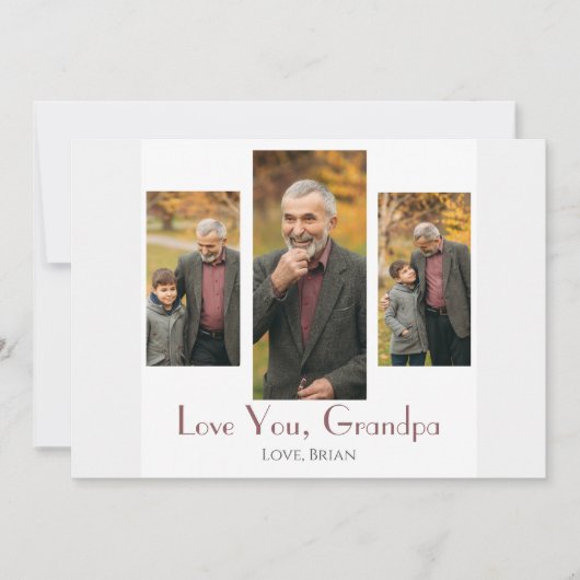 Eenvoudige Happy Vaderdag, opa drie foto Feestdagenkaart (Voorkant)