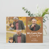 Eenvoudige Happy Vaderdag, opa drie foto Feestdagenkaart (Staand voorkant)