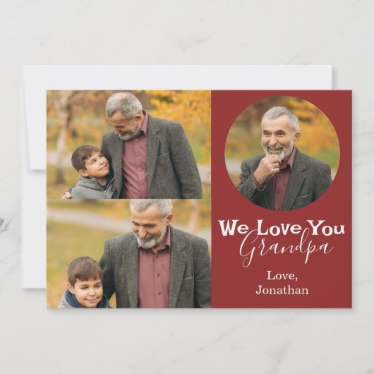 Eenvoudige Happy Vaderdag, opa drie foto Feestdagenkaart (Voorkant)