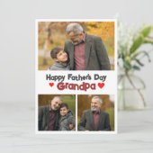 Eenvoudige Happy Vaderdag, opa drie foto Feestdagenkaart (Staand voorkant)