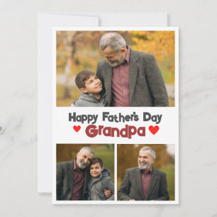 Eenvoudige Happy Vaderdag, opa drie foto Feestdagenkaart
