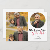 Eenvoudige Happy Vaderdag, opa drie foto Feestdagenkaart (Voorkant / Achterkant)