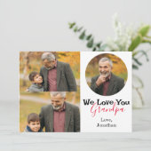 Eenvoudige Happy Vaderdag, opa drie foto Feestdagenkaart (Staand voorkant)