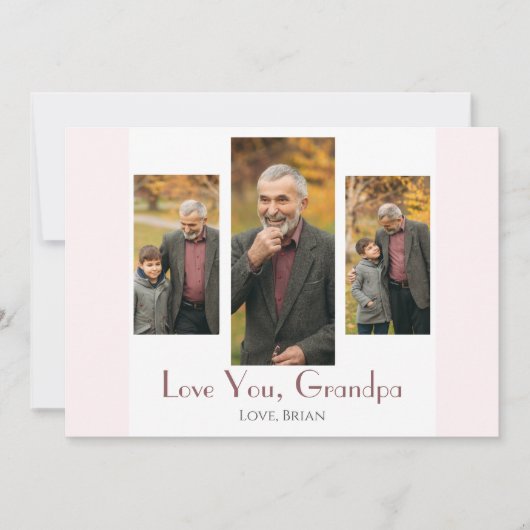 Eenvoudige Happy Vaderdag, opa drie foto Feestdagenkaart (Voorkant)
