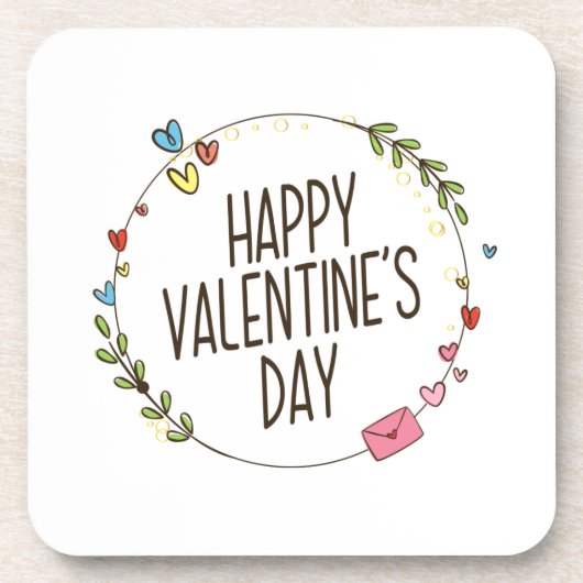 Eenvoudige Happy Valentijnsdag, weesdag | ONDERZET Bier Onderzetter (Voorkant)