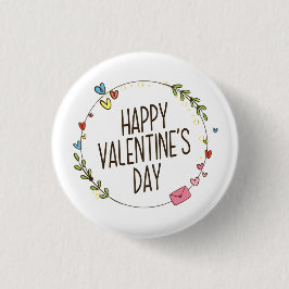 Eenvoudige Happy Valentijnsdag, weesdag | Pin-Butt Ronde Button 3,2 Cm