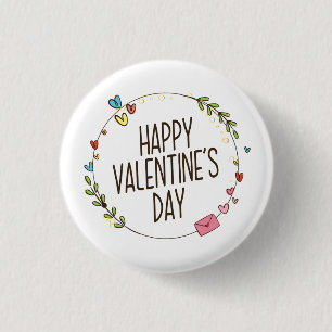 Eenvoudige Happy Valentijnsdag, weesdag Pin-Butt Ronde Button 3,2 Cm