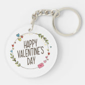 Eenvoudige Happy Valentine's Day Krans | Button Sl Sleutelhanger (Achterkant)