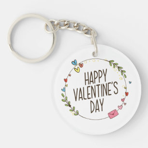Eenvoudige Happy Valentine's Day Krans   Button Sl Sleutelhanger