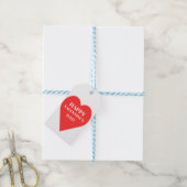Eenvoudige Happy Valentine's Day Red Heart op wit Cadeaulabel (Met Touw)