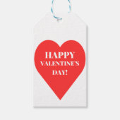 Eenvoudige Happy Valentine's Day Red Heart op wit Cadeaulabel (Voorkant)
