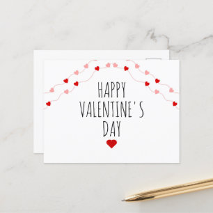 Eenvoudige Happy Valentines Day String Hearts Feestdagenkaart