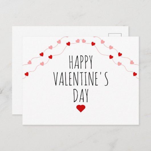 Eenvoudige Happy Valentines Day String Hearts Feestdagenkaart (Voorkant / Achterkant)