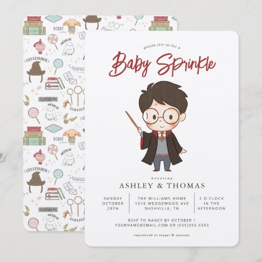 Eenvoudige Harry Potter Baby Sprinkle Kaart (Voorkant / Achterkant)