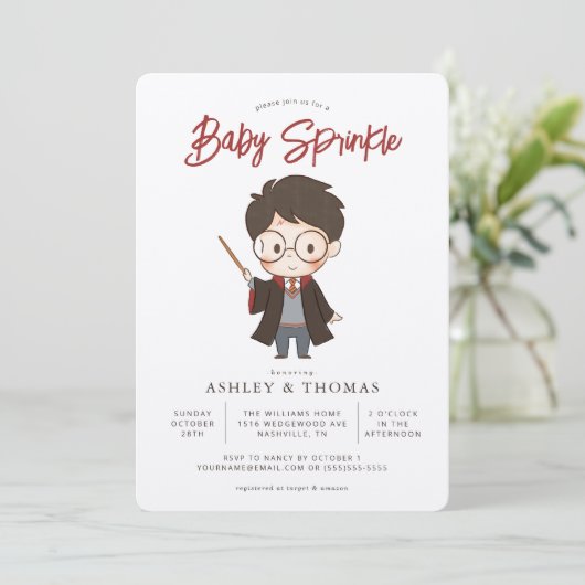 Eenvoudige Harry Potter Baby Sprinkle Kaart (Staand voorkant)