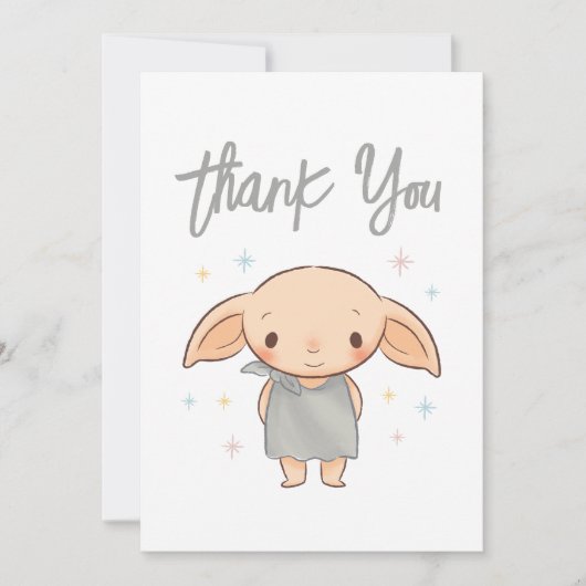 Eenvoudige Harry Potter - Dobby Baby Shower Bedankkaart (Voorkant)