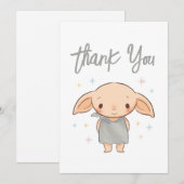 Eenvoudige Harry Potter - Dobby Baby Shower Bedankkaart (Voorkant / Achterkant)