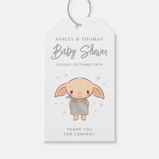 Eenvoudige Harry Potter - Dobby Baby Shower Cadeaulabel (Voorkant)