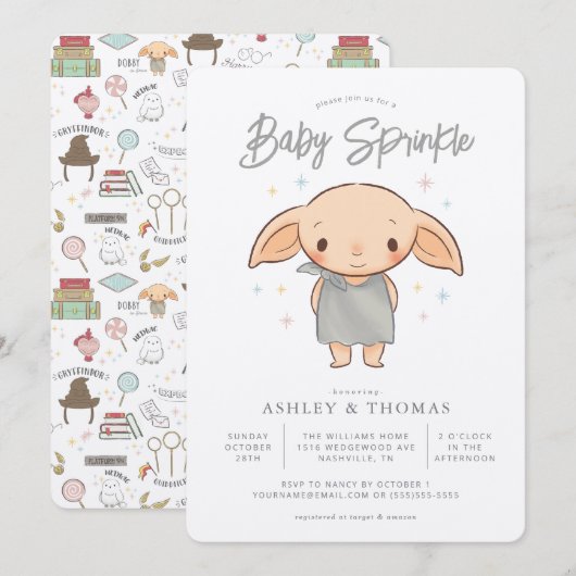 Eenvoudige Harry Potter - Dobby Baby Sprinkle Kaart (Voorkant / Achterkant)