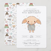 Eenvoudige Harry Potter - Dobby verjaardagsuitnodi Kaart (Voorkant / Achterkant)