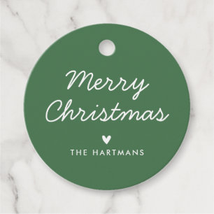 Eenvoudige Hart Aangepaste Kleur Kerstcadeautags Bedankjes Labels