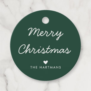 Eenvoudige Hart Aangepaste Kleur Kerstcadeautags Bedankjes Labels
