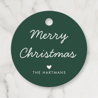 Eenvoudige Hart Aangepaste Kleur Kerstcadeautags Bedankjes Labels