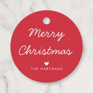 Eenvoudige Hart Aangepaste Kleur Kerstcadeautags Bedankjes Labels