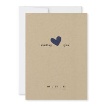 Eenvoudige hart bruiloft uitnodiging