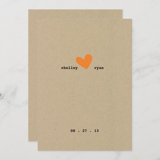 Eenvoudige hart bruiloft uitnodiging (Voorkant / Achterkant)