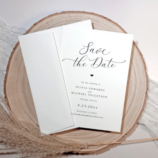 Eenvoudige Hart Elegante Trouwen Save the Date Kaa