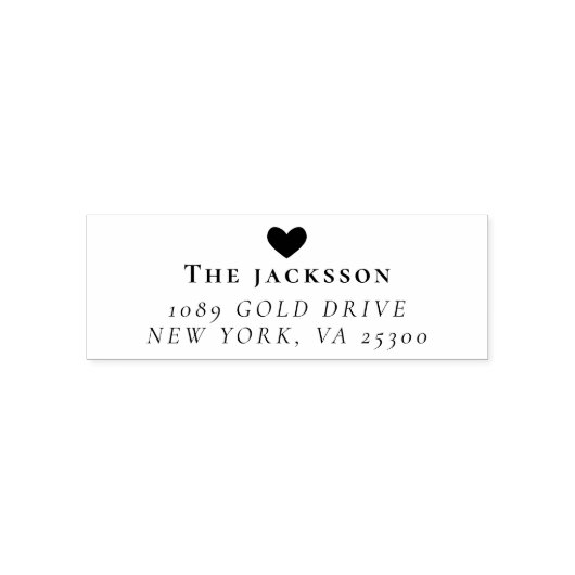 Eenvoudige Hart Familienaam Teruggaveadres Zelfinktende Stempel (Design)