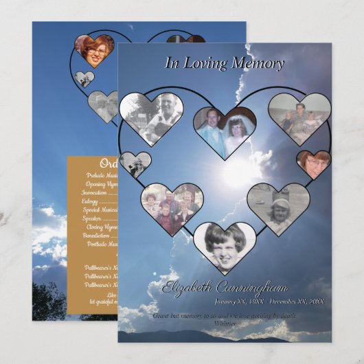 Eenvoudige Hart Fotocollage op Sunset Foto Programmakaart (Voorkant / Achterkant)