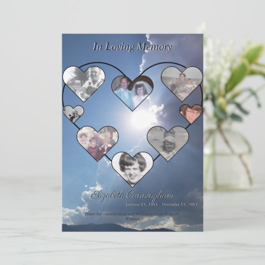 Eenvoudige Hart Fotocollage op Sunset Foto Programmakaart (Staand voorkant)