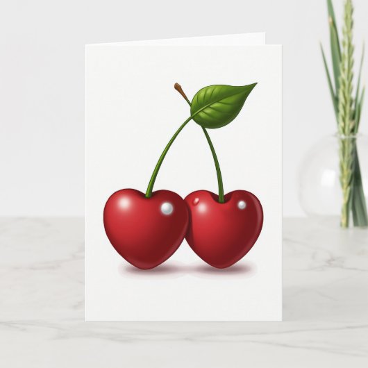 Eenvoudige Hart Kersen Kaart (Voorkant)