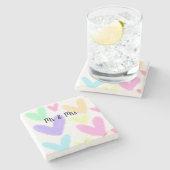 Eenvoudige hart-minimale tekststijl bruiloft menee stenen onderzetter (Zijkant)