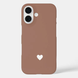 Eenvoudige Hart Mocha Bruine Moderne Liefde Chic iPhone 16 Hoesje
