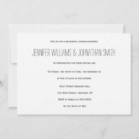 Eenvoudige hart monogram repetitie diner uitnodigi kaart (Achterkant)