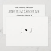 Eenvoudige hart monogram repetitie diner uitnodigi kaart (Voorkant / Achterkant)