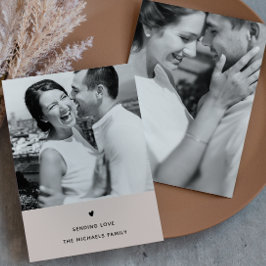 Eenvoudige Hart Natuurlijke Taupe Valentijn Groet Feestdagenkaart