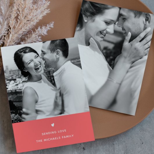 Eenvoudige Hart Oranje Valentijn Groet Feestdagenkaart