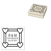 Eenvoudige Hart Rand Save the Date Huwelijk Rubberstempel (Gestempeld)