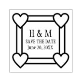 Eenvoudige Hart Rand Save the Date Huwelijk Rubberstempel (Afrduk)