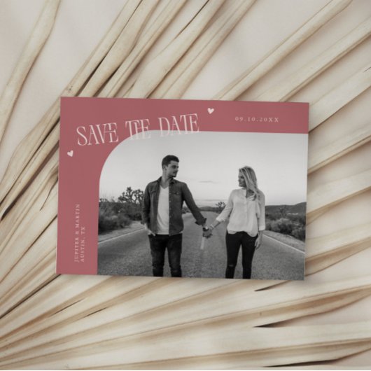 Eenvoudige Hart Roze Gebogen Lijst Foto Save The Date