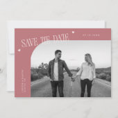 Eenvoudige Hart Roze Gebogen Lijst Foto Save The Date (Voorkant)