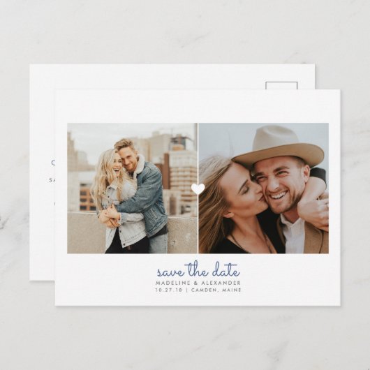 Eenvoudige Hart Save the Date-ansichtkaart Aankondigingskaart (Voorkant / Achterkant)